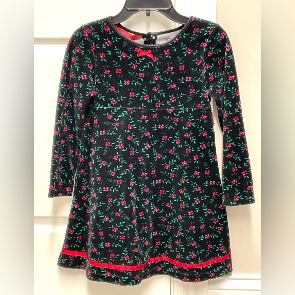 Esprit Kids Girls Holiday Christmas Chenille velvet dress black red Small
